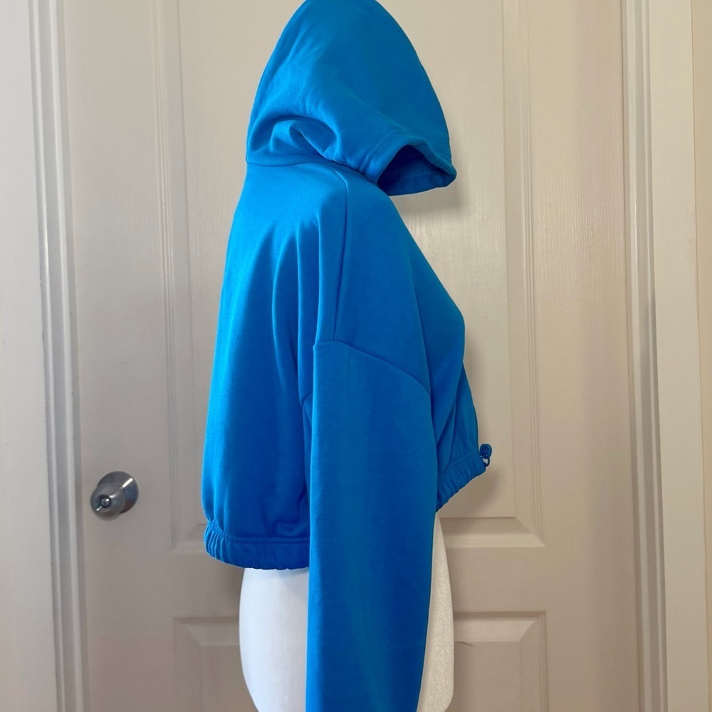 Boohoo Blue Cropped Hoodie & Sweatpants Set Athleisure Travel Set M/S NWT - Picture 6 of 9